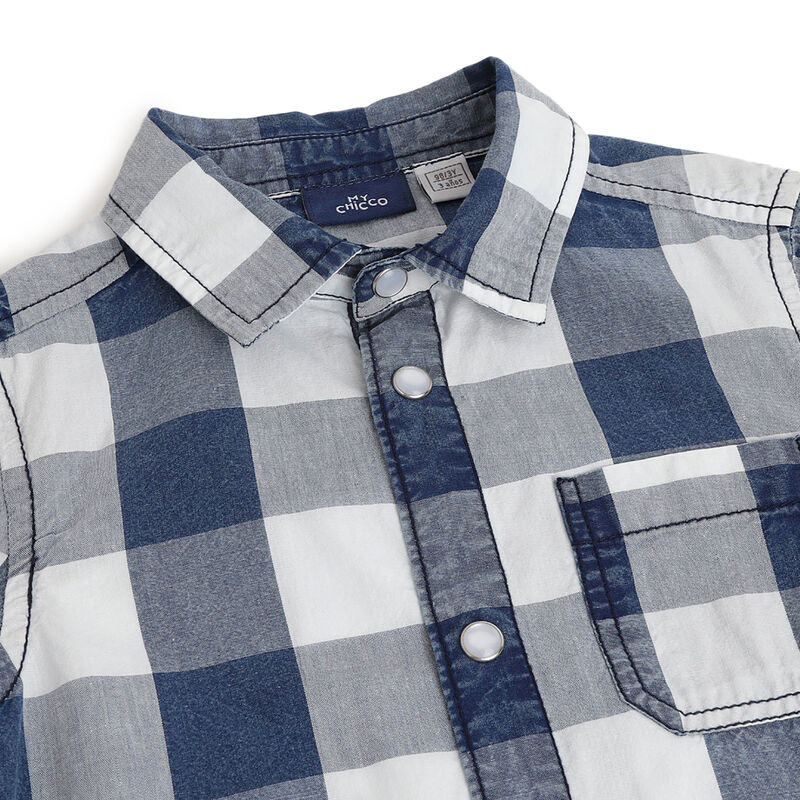 Boys Light Blue Checkered Short Sleeve Shirt image number 2